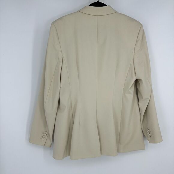 H&M Womens L Cream Oversized Blazer Structured One Button Minimalist Old Money - Picture 3 of 16
